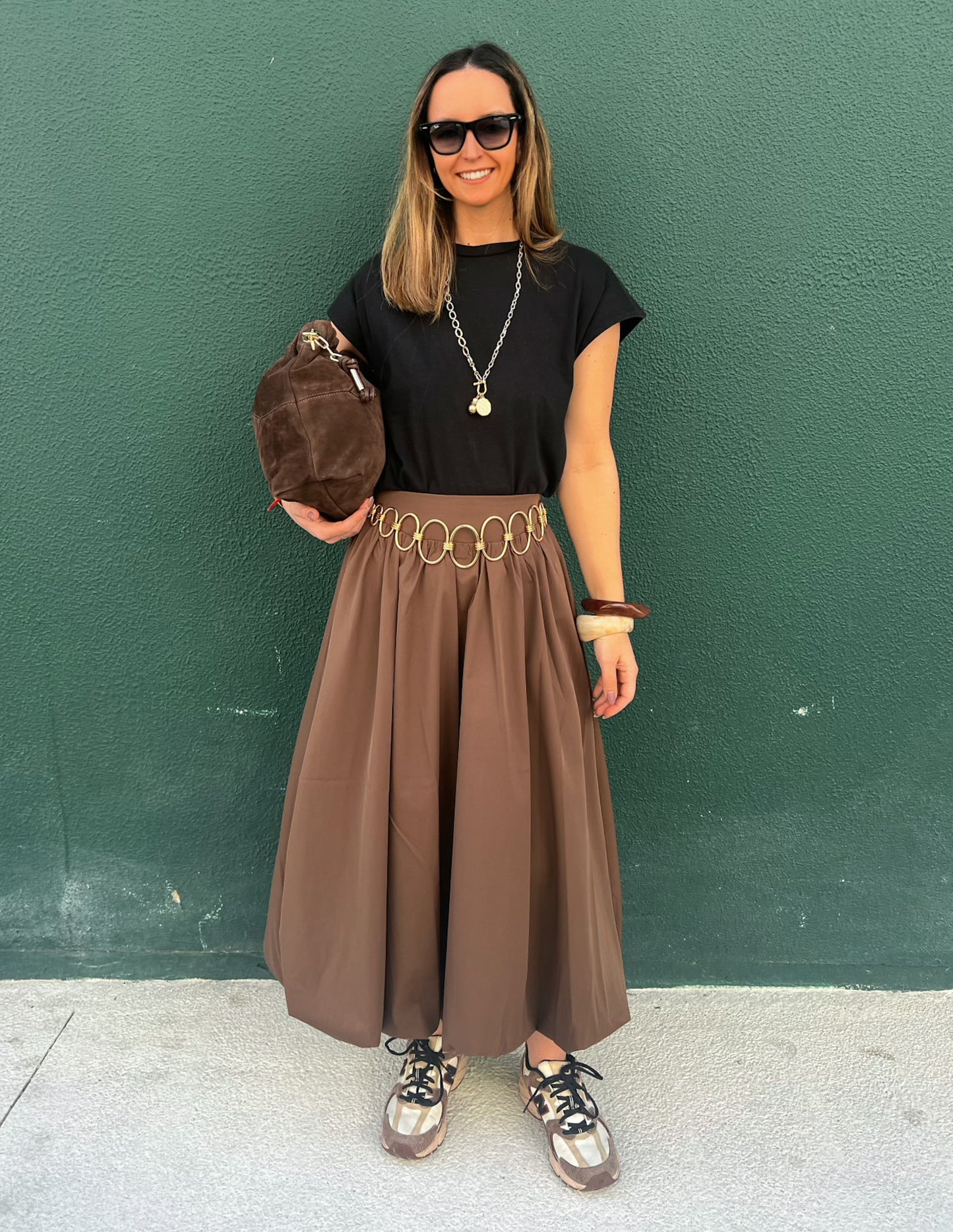 Balloon skirt in chocolate brown