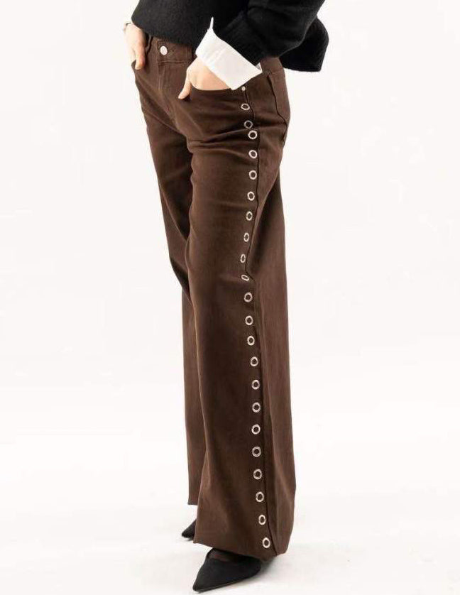 Eyelet brown trousers