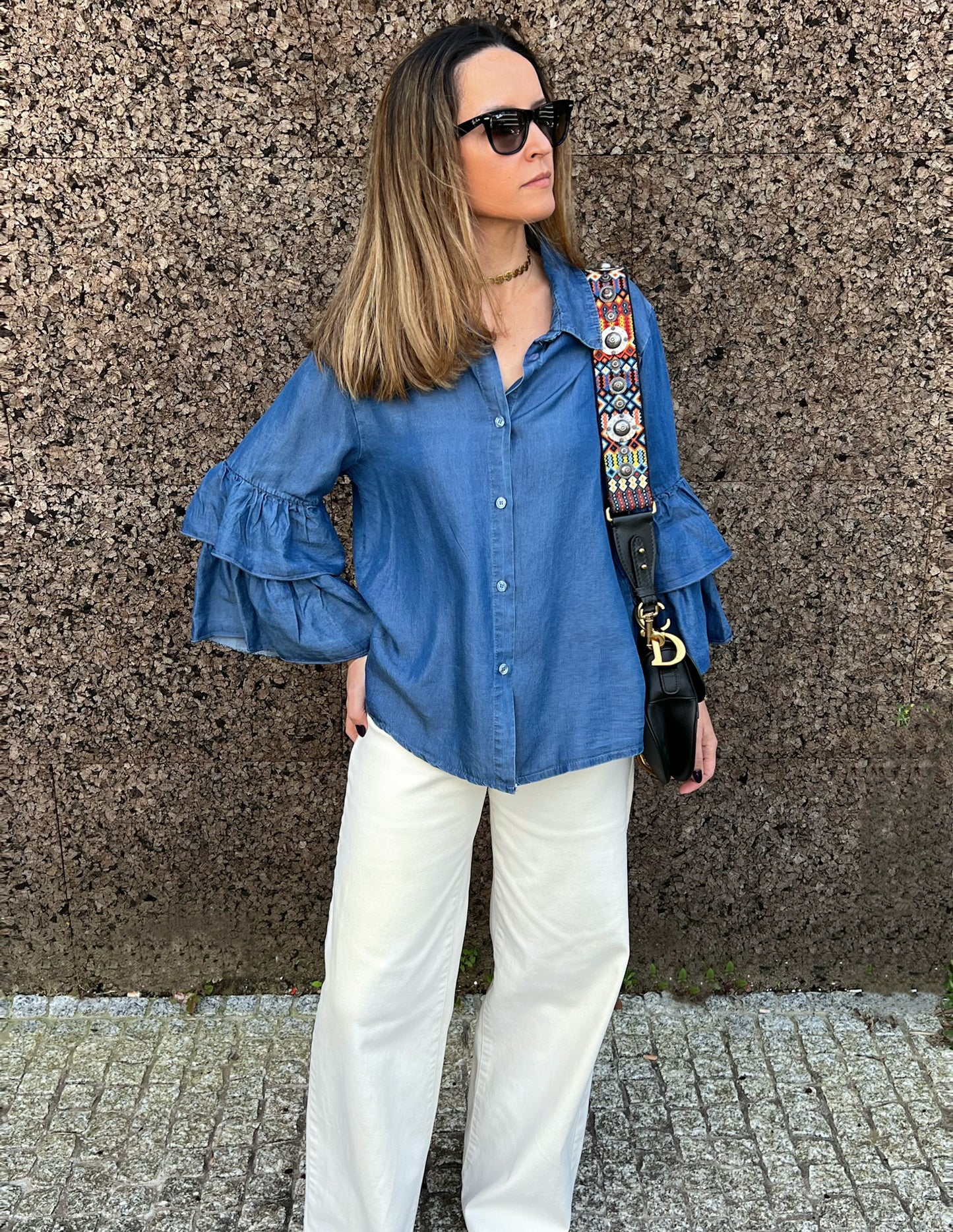 Isabel shirt with ruffled sleeves