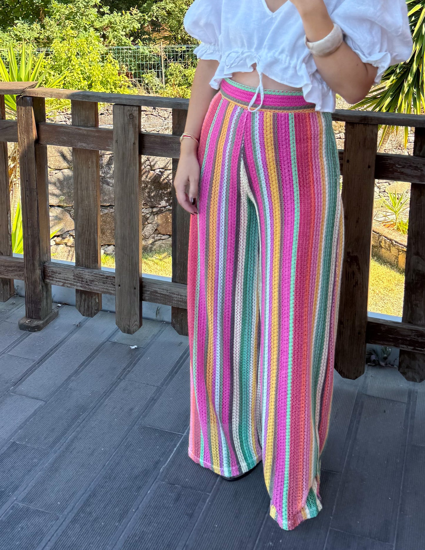 Calças em crochet Rainbow v2