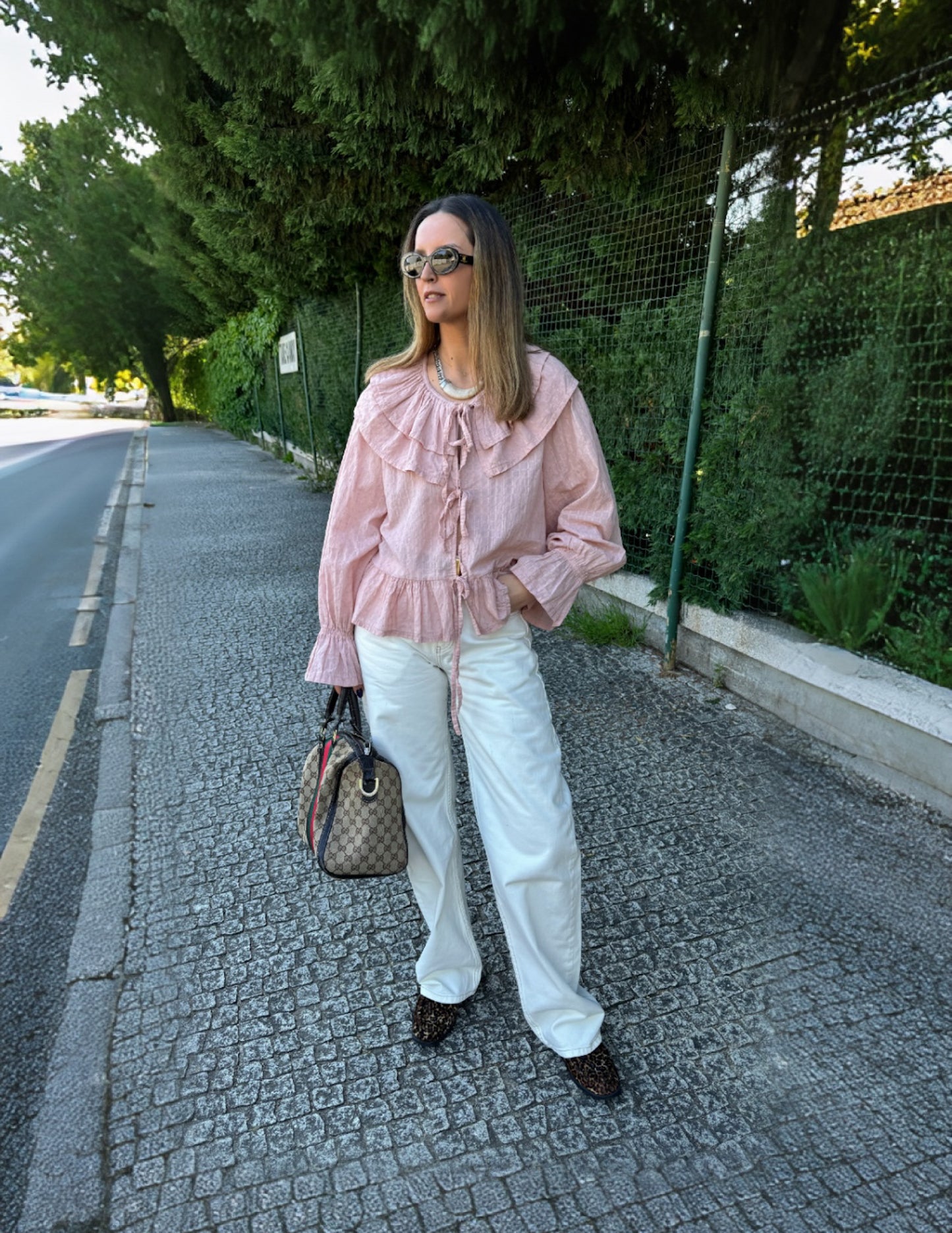 Pink blouse with collar