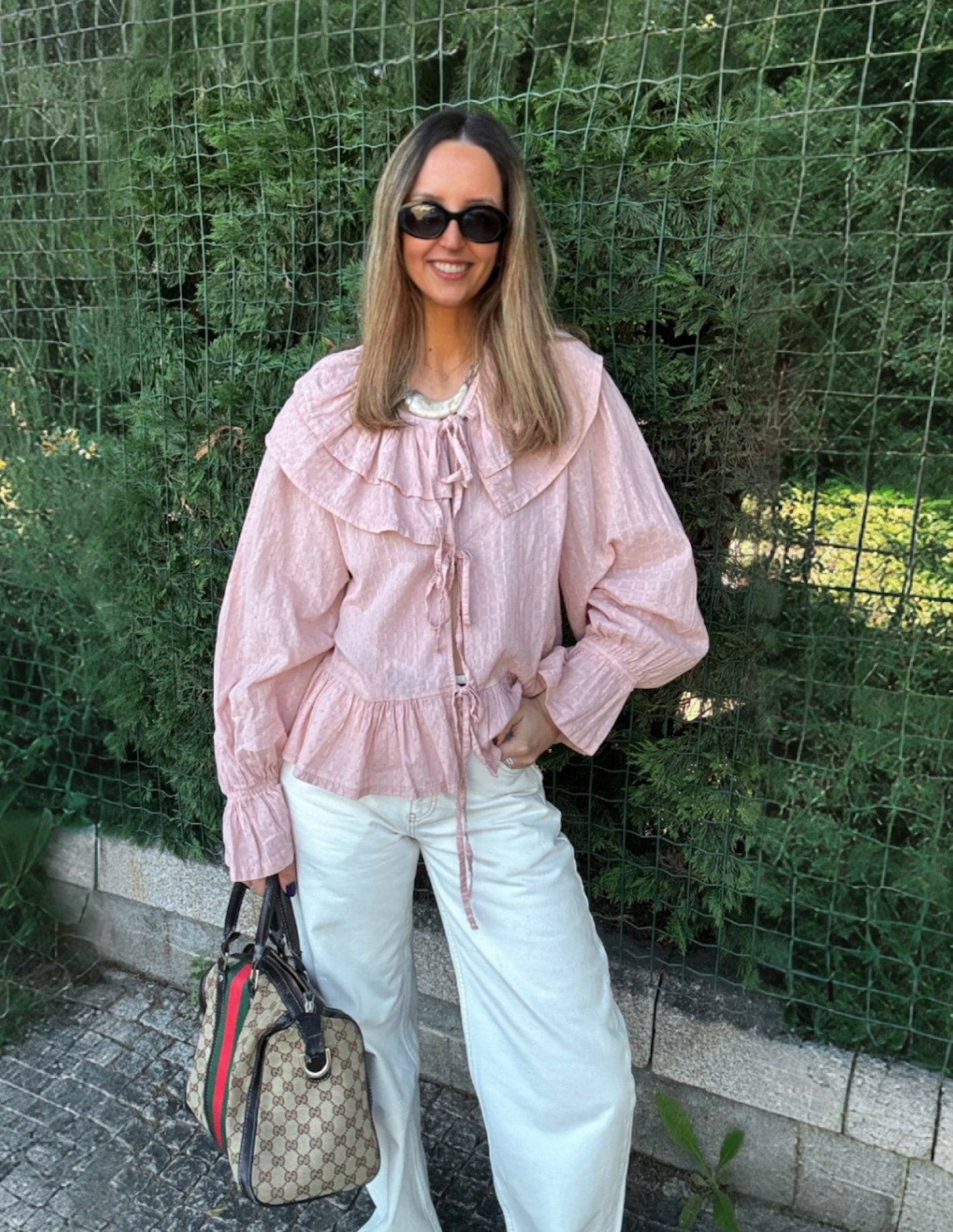 Pink blouse with collar