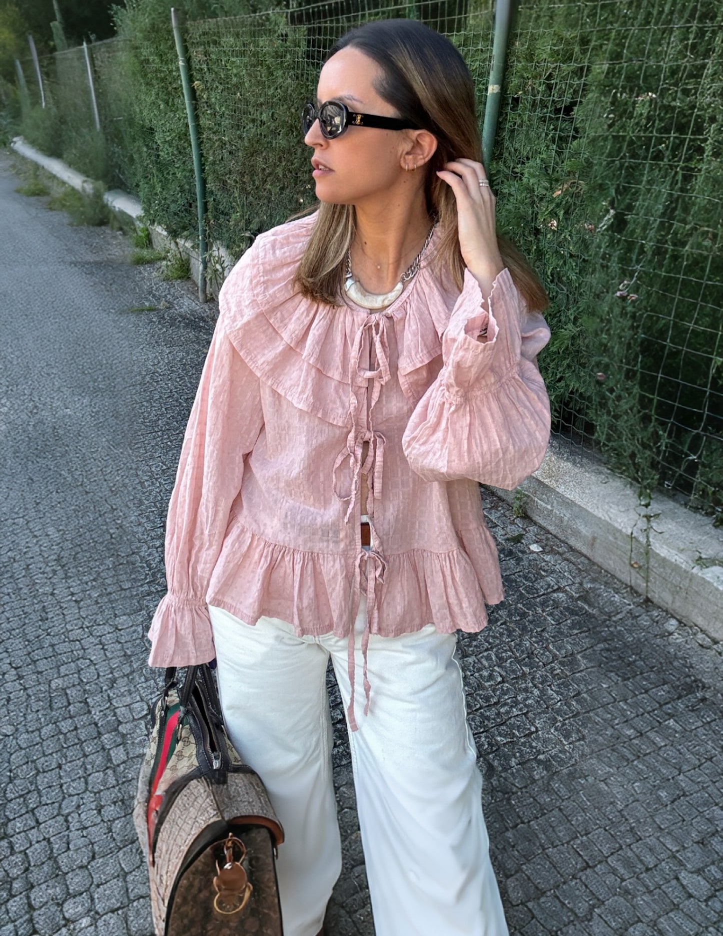 Pink blouse with collar