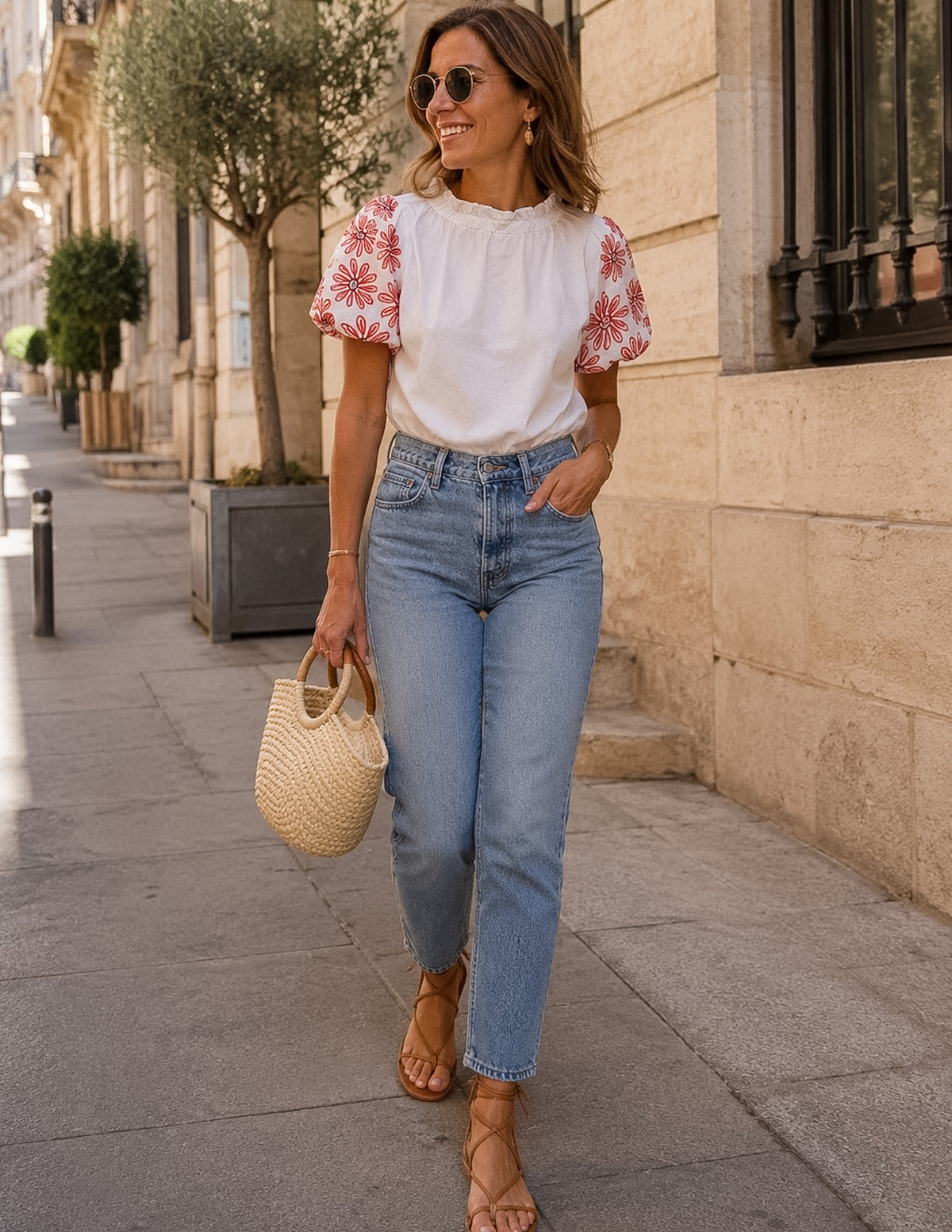 Blusa mangas bordadas abalonadas