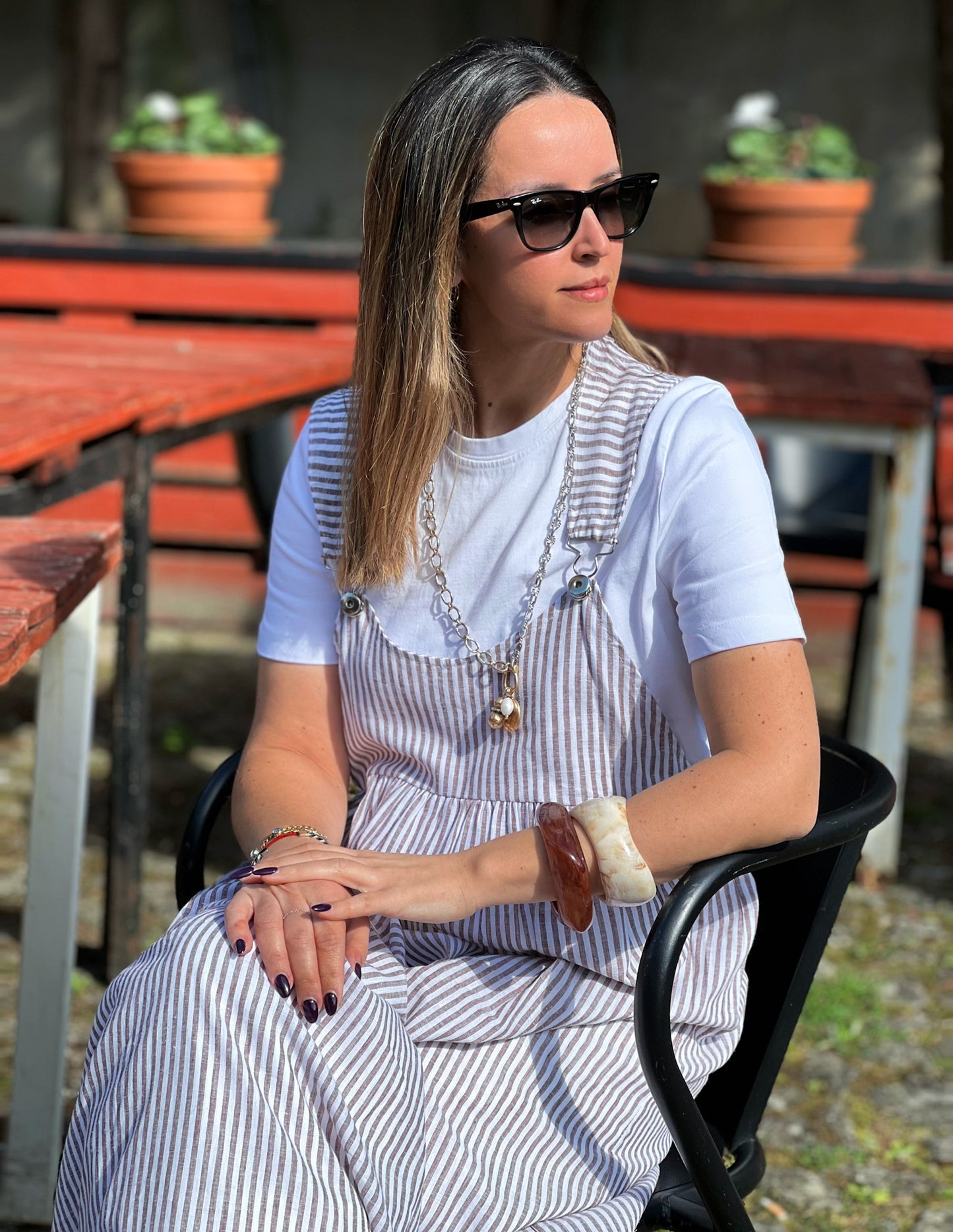 Overall dress with linen