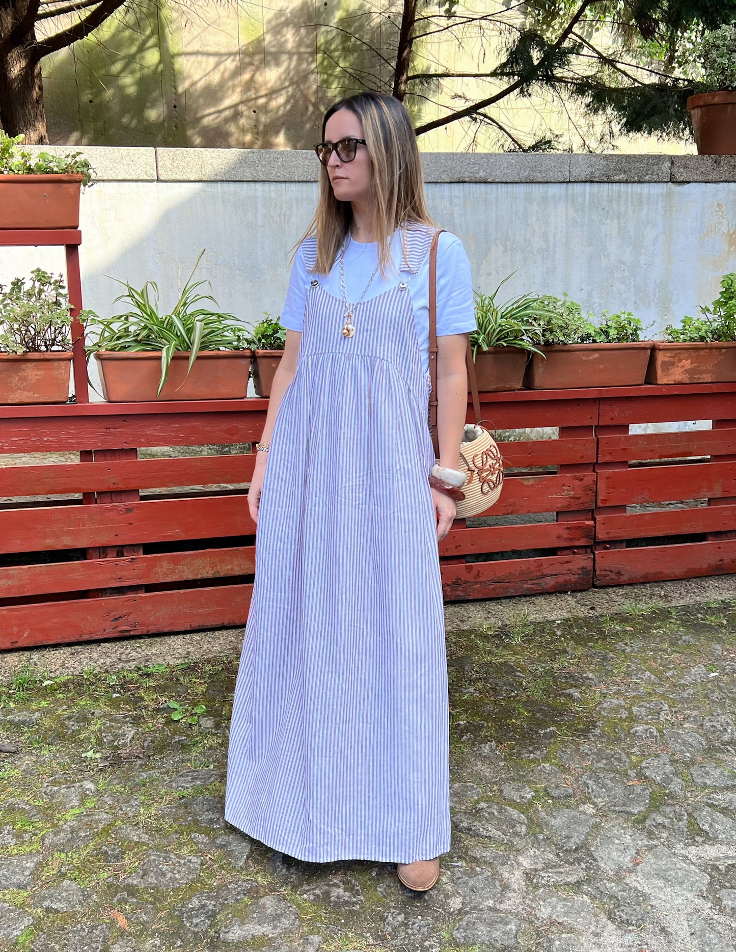 Overall dress with linen
