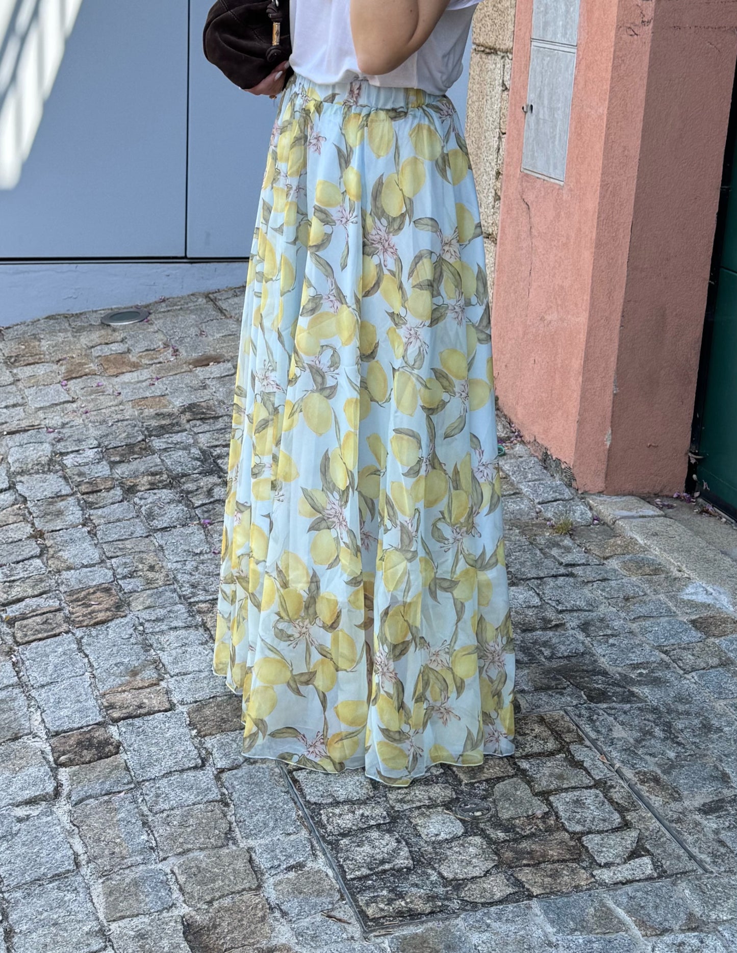 Maxi saia com padrão limões