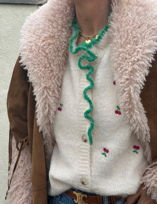 Knitted cherry cardigan