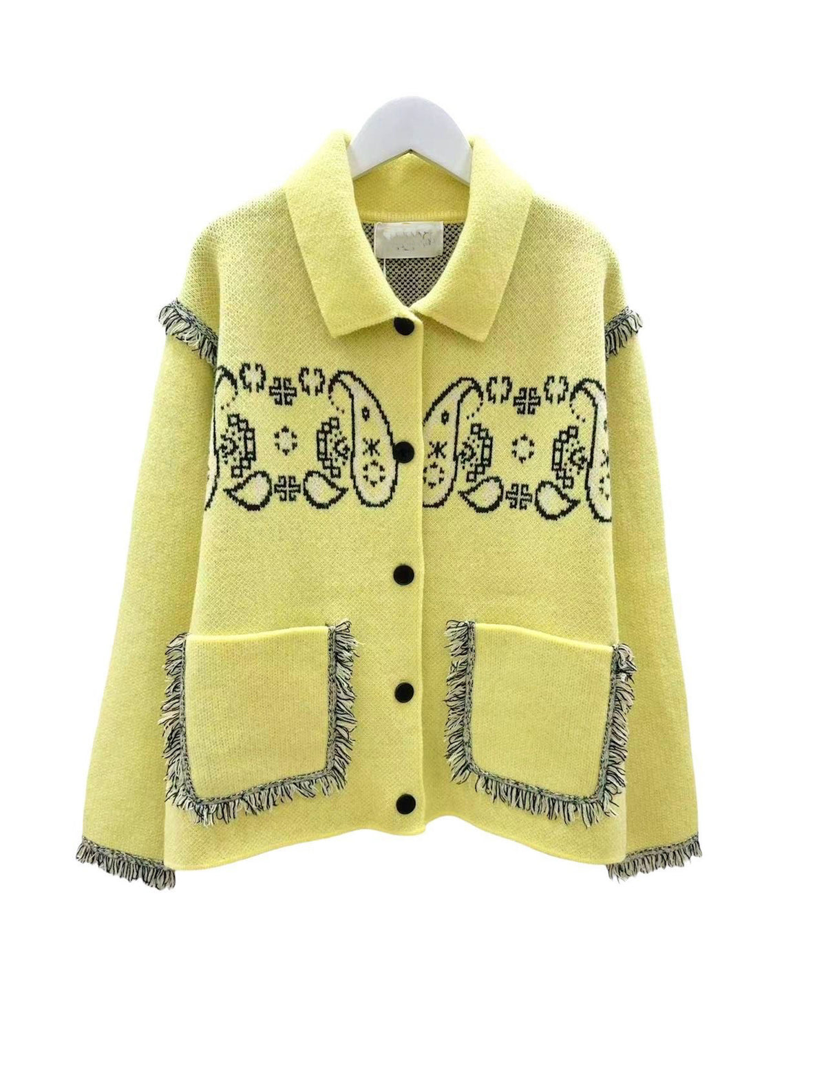 Bandana knitted jacket in light yellow
