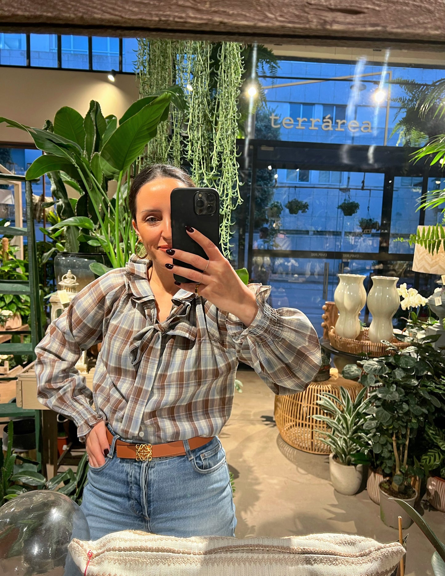 Tartan shirt with bow