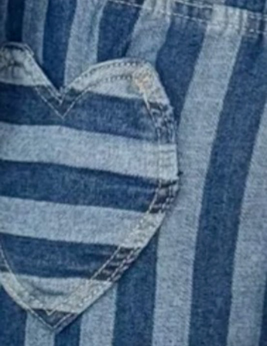 Striped blue denim trousers