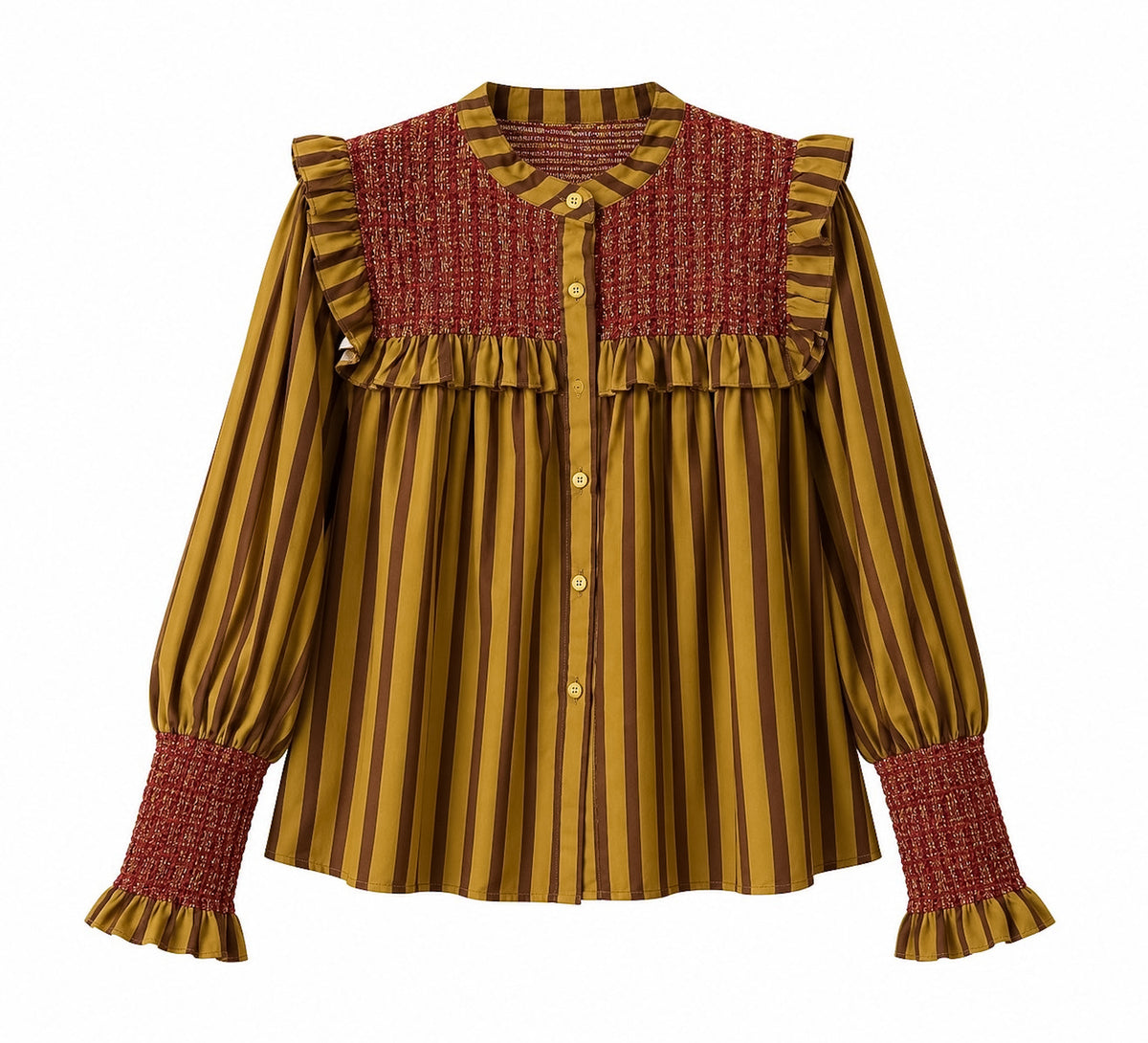 Camisa mostarda com riscas