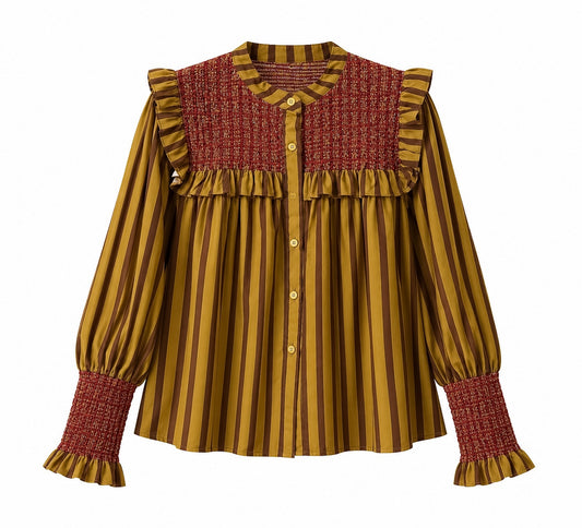 Camisa mostarda com riscas