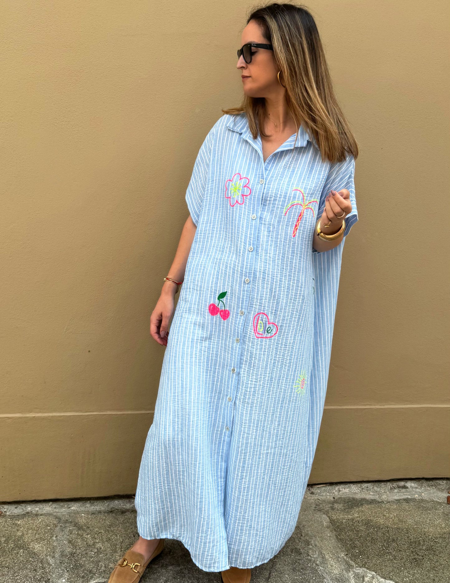 Vestido camiseiro estampado V1