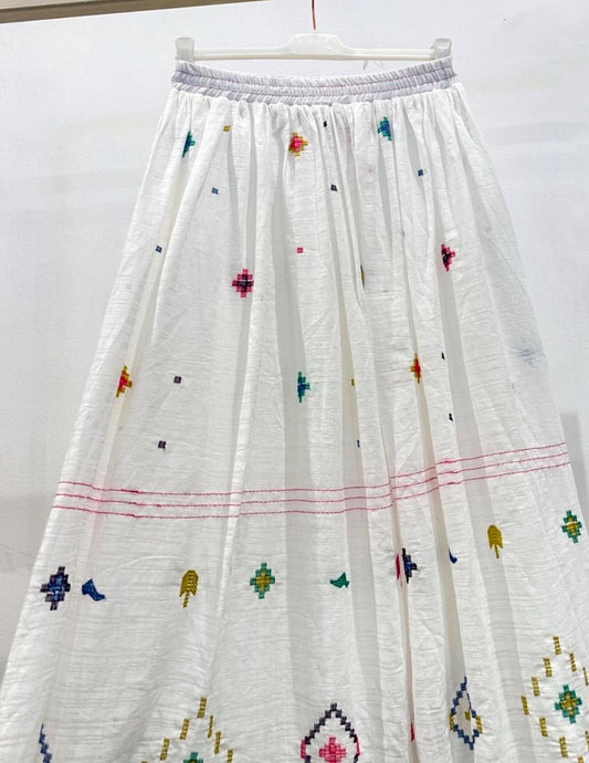 Embroidered midi skirt