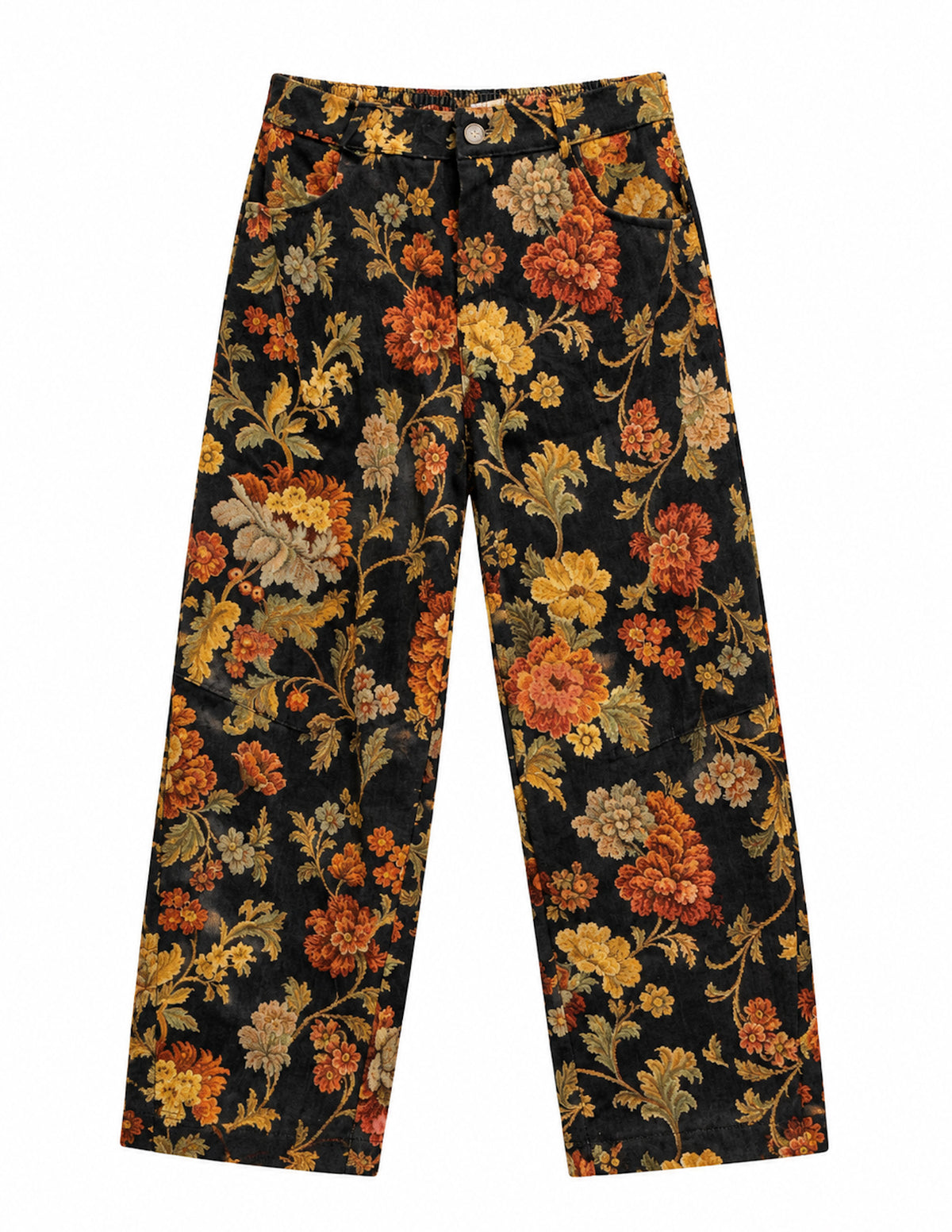 Calças jacquard com flores