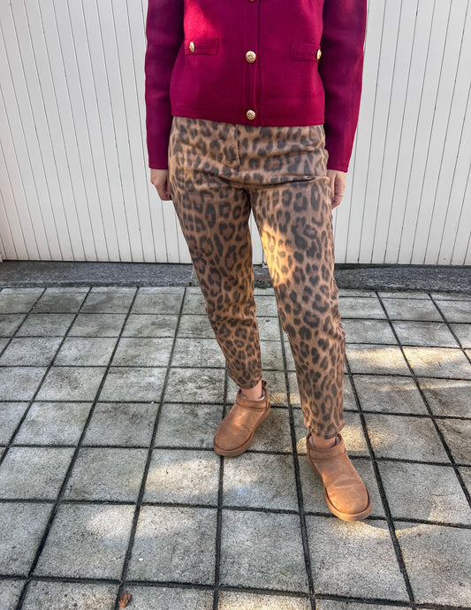 Leopard pants in camel JOY