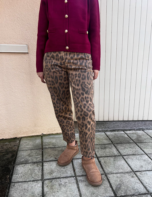 Leopard pants in camel JOY