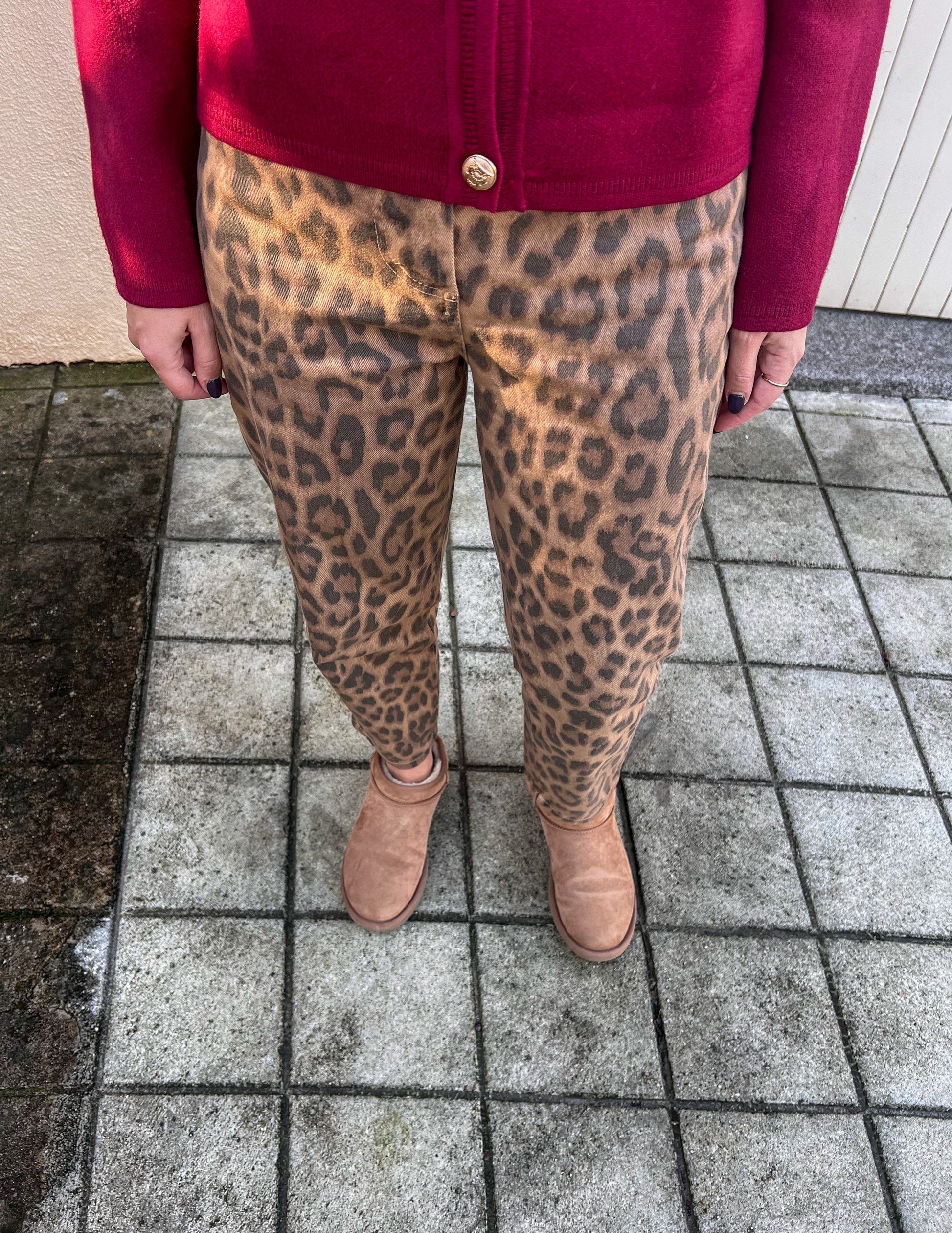 Leopard pants in camel JOY