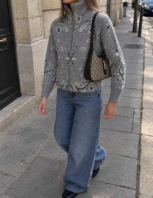 Bandana print knitted jacket