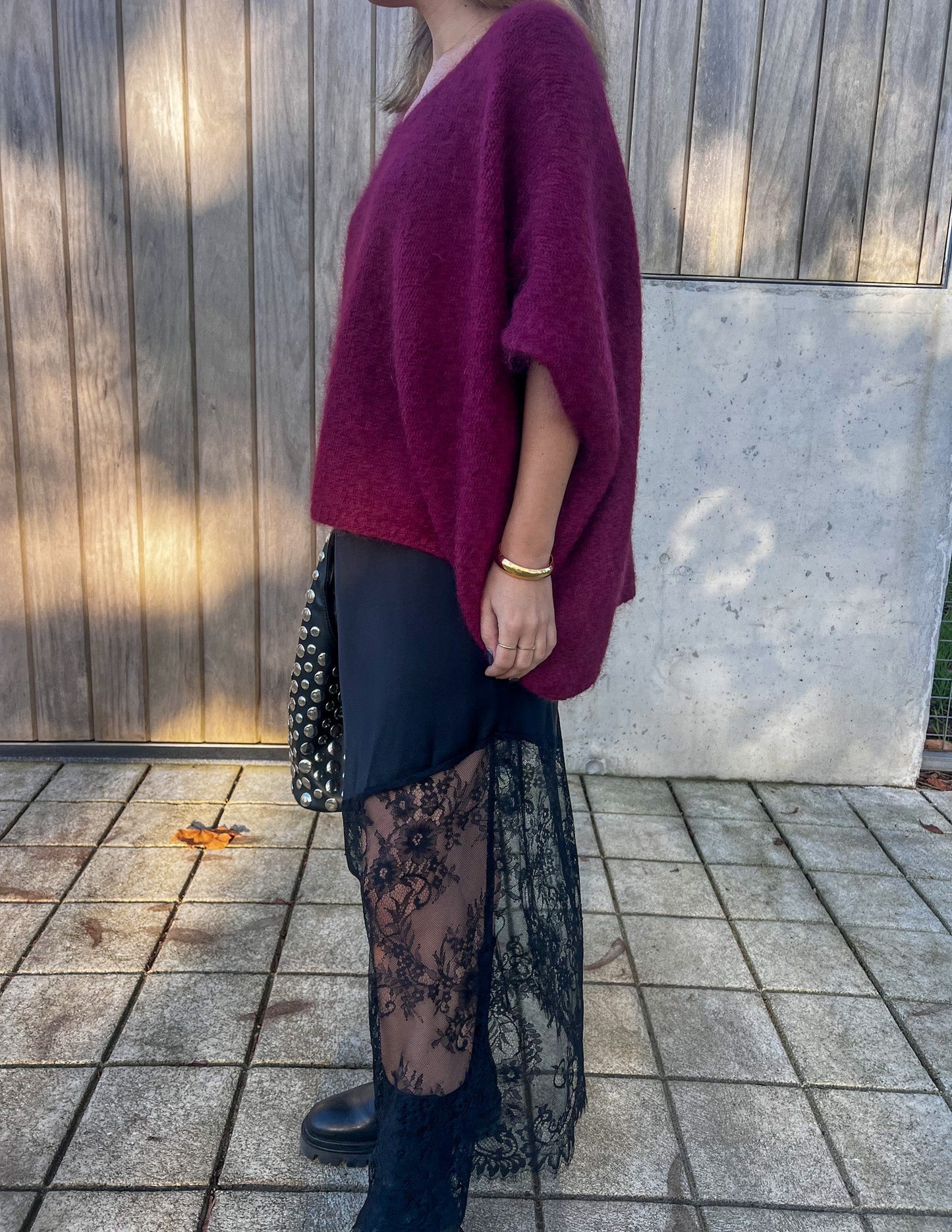 Satin skirt with lace JOY