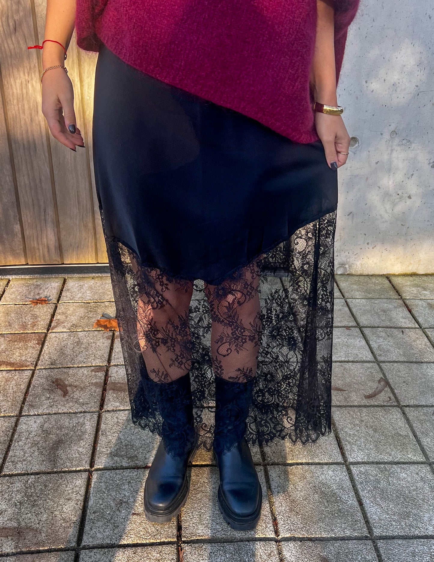 Satin skirt with lace JOY