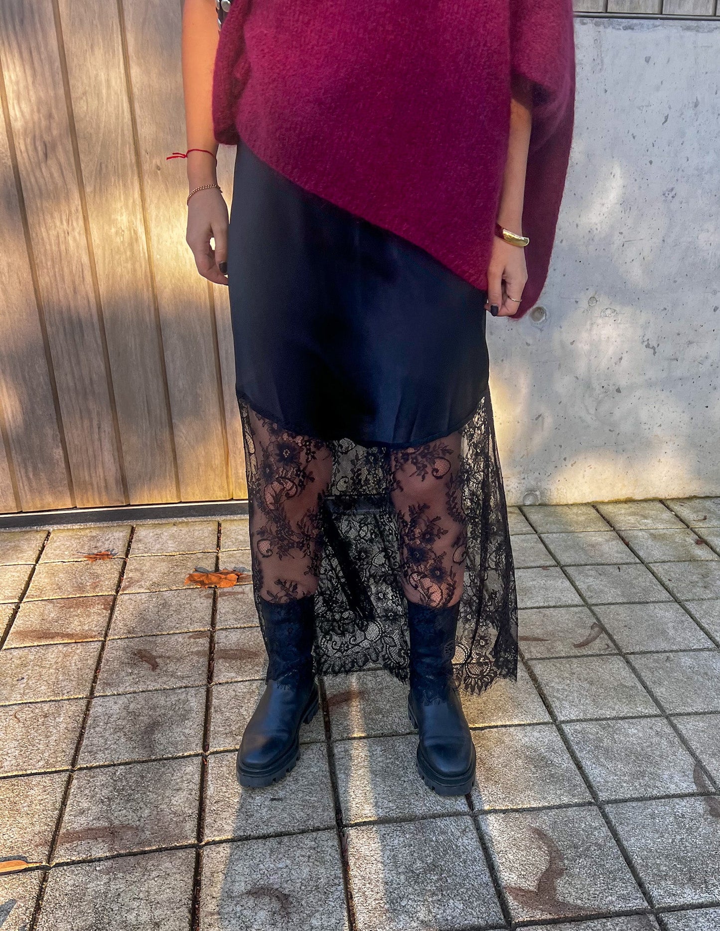 Satin skirt with lace JOY