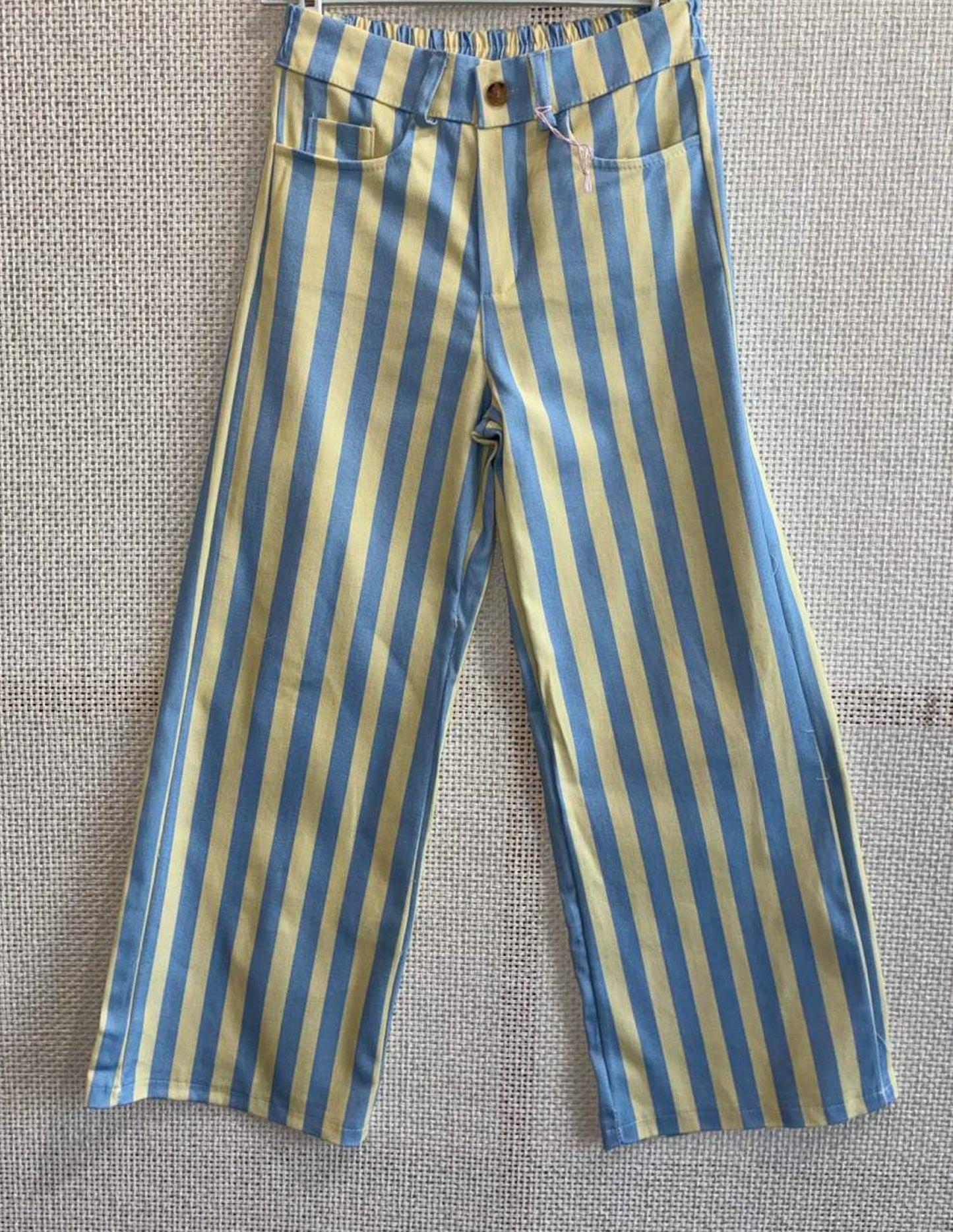 Light blue and light yellow striped pants