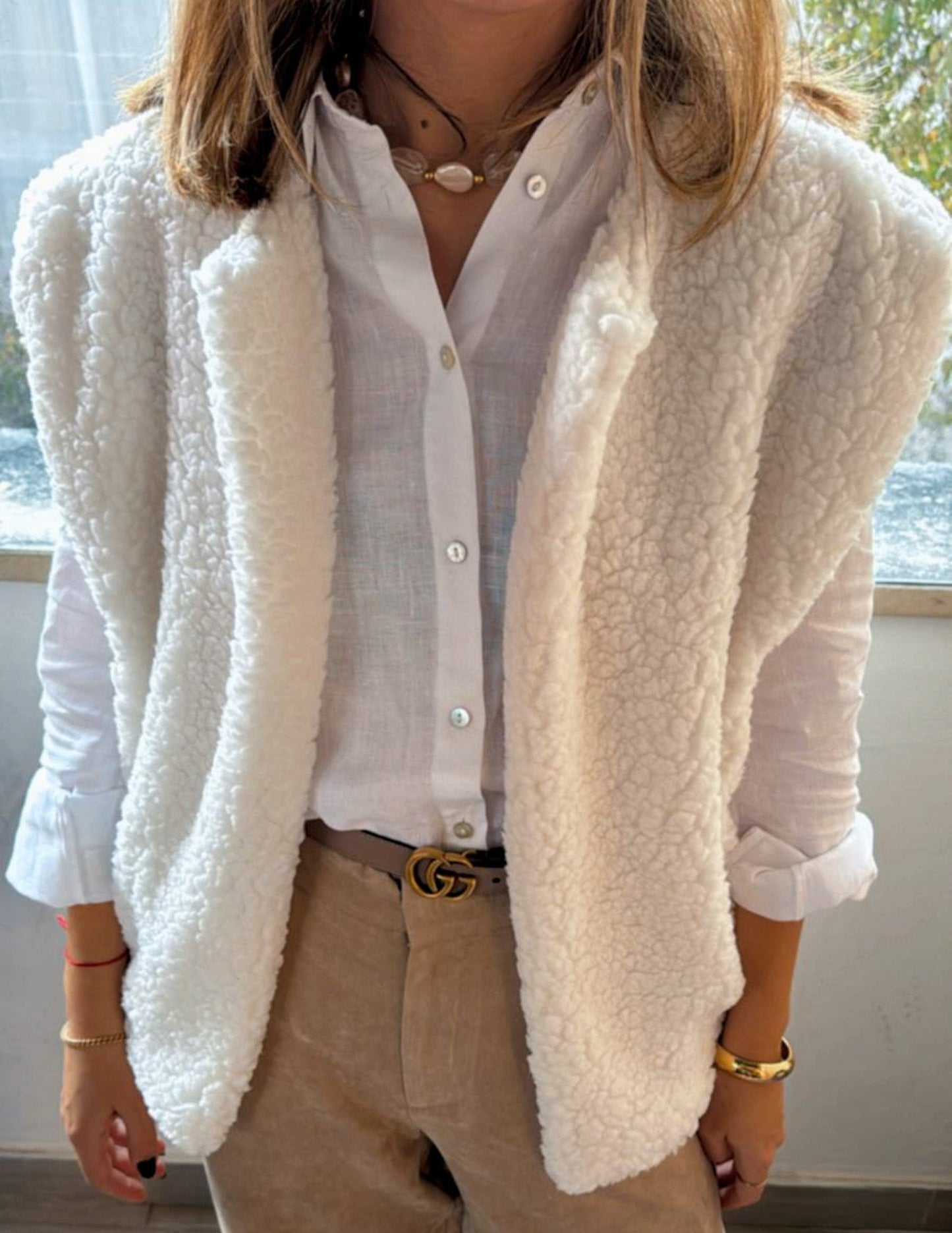 Ecru fur vest JOY