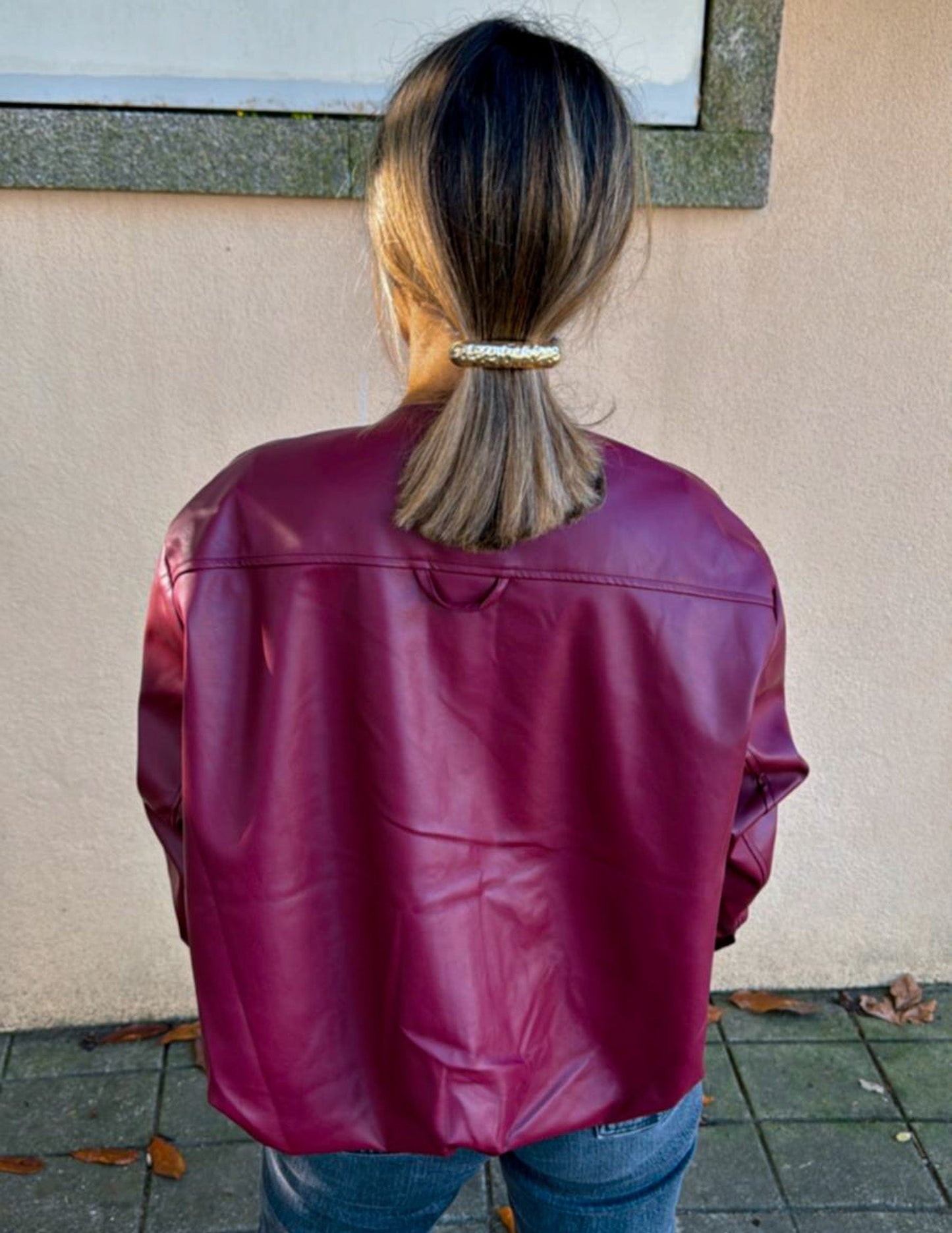 Faux leather cherry bomber jacket JOY