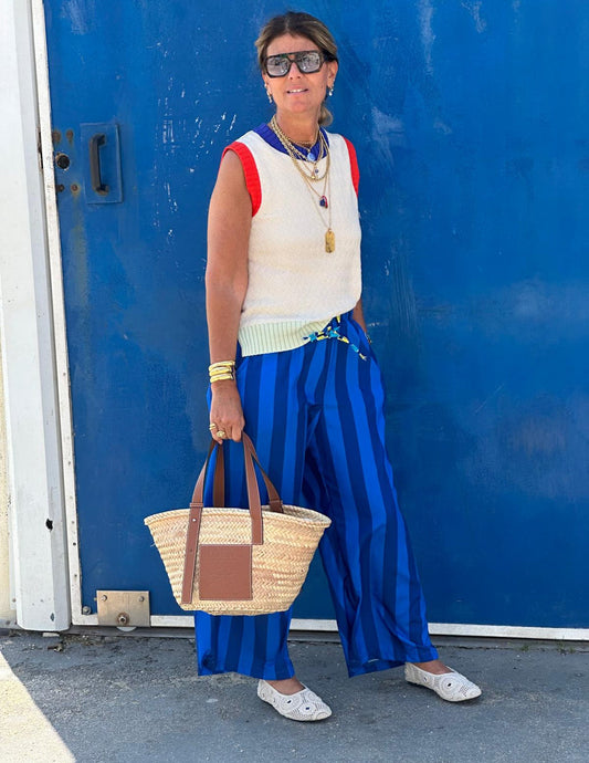 Calças de riscas azuis JOY