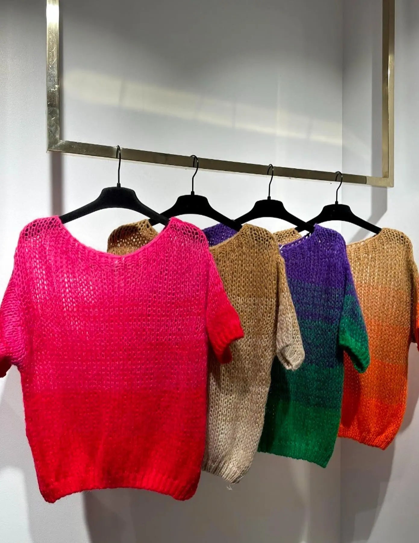 Camisola em malha com manga curta rosa/vermelho JOY