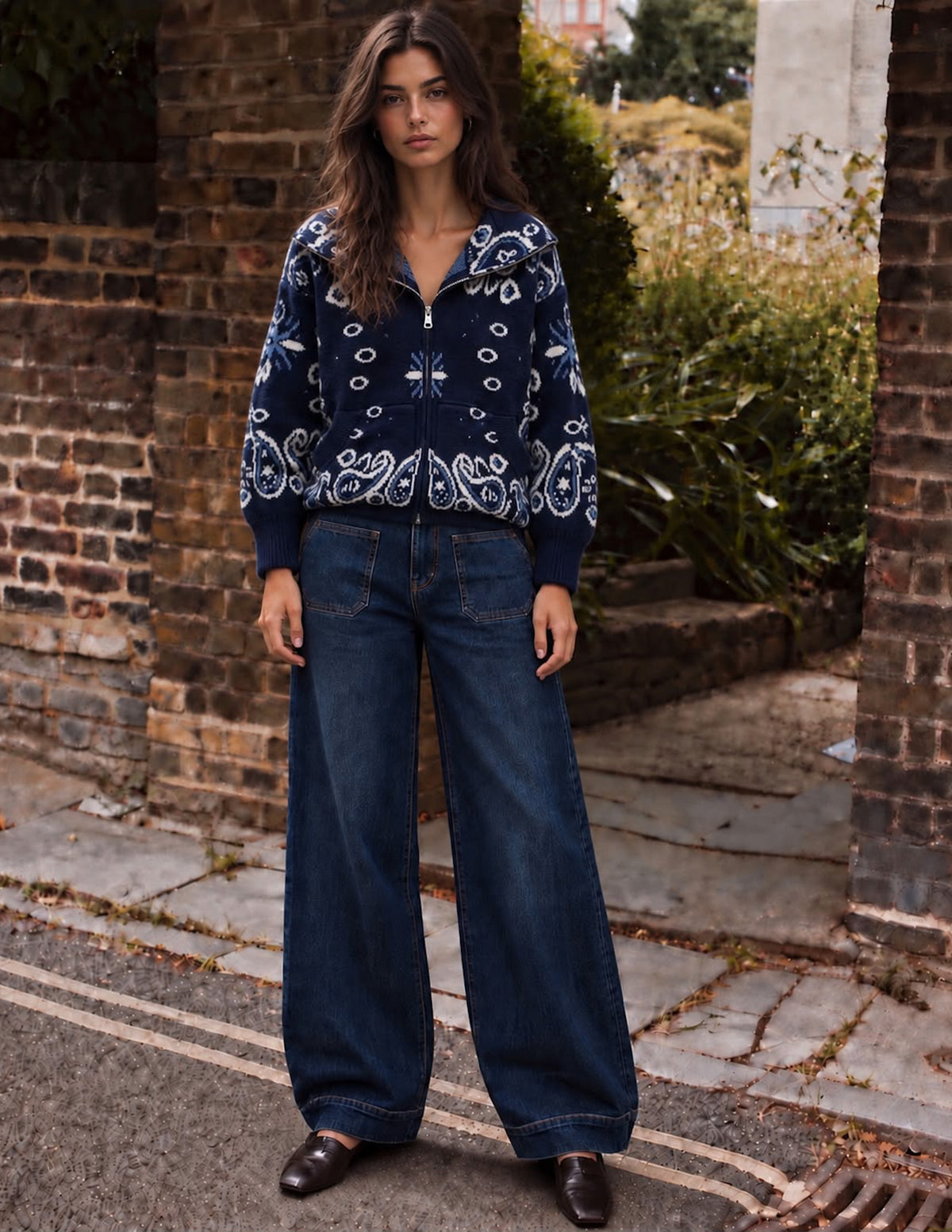 Bandana print knitted jacket