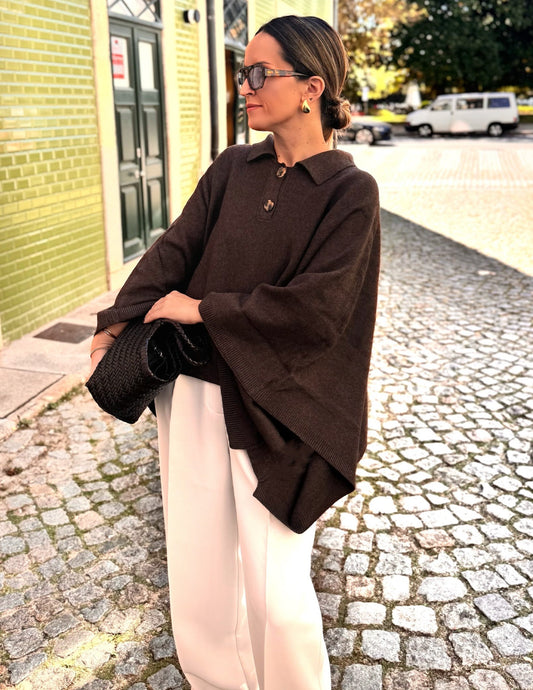 Knitted cape-style sweater