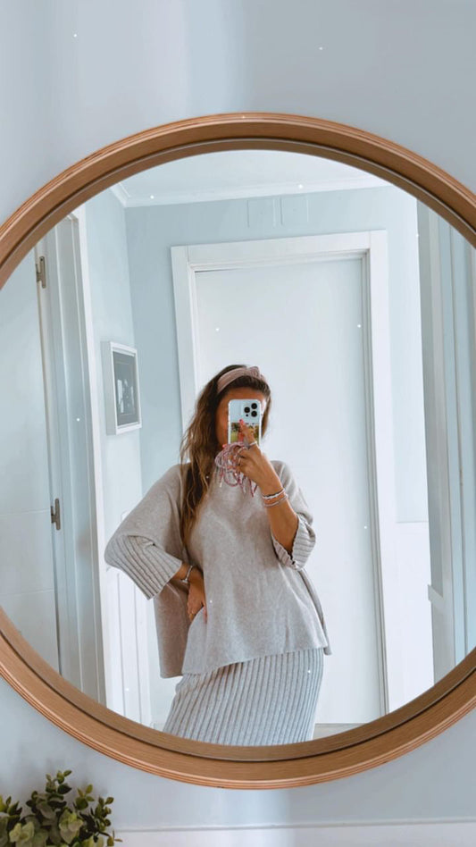 Conjunto de malha em taupe JOY