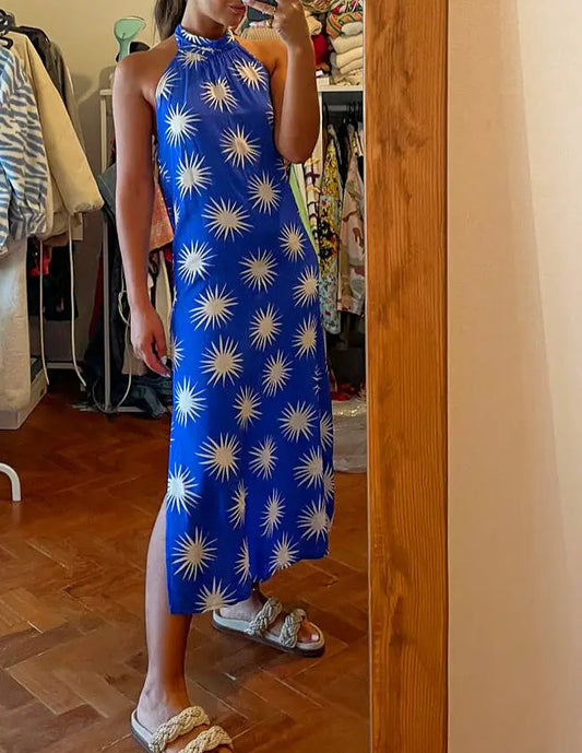 Vestido azul sem costas JOY