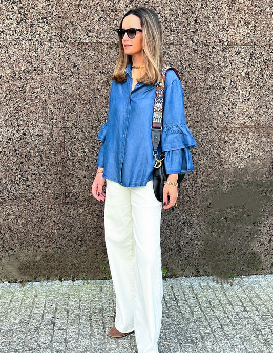 Isabel shirt with ruffled sleeves