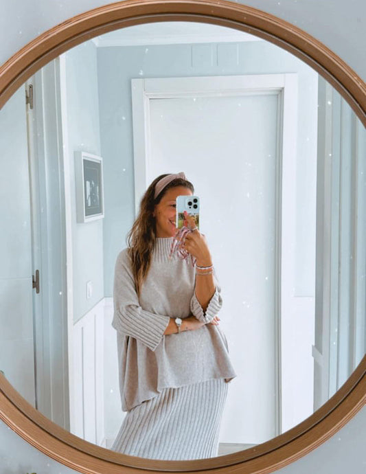 Conjunto de malha em taupe JOY