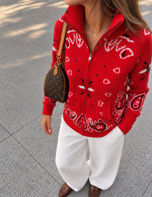 Bandana print knitted jacket
