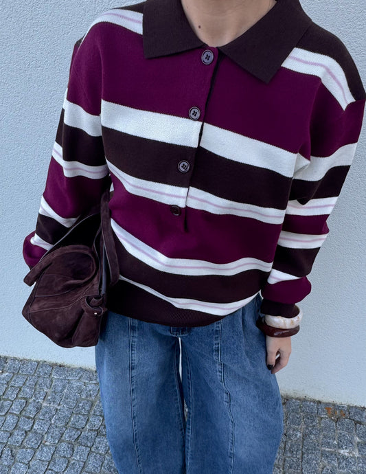 Burgundy and Brown Polo