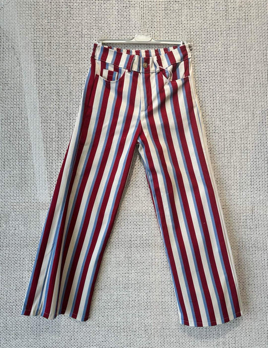 Red, white and blue striped pants