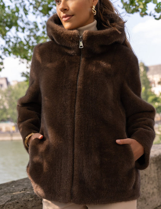 Faux fur hooded jacket JOY