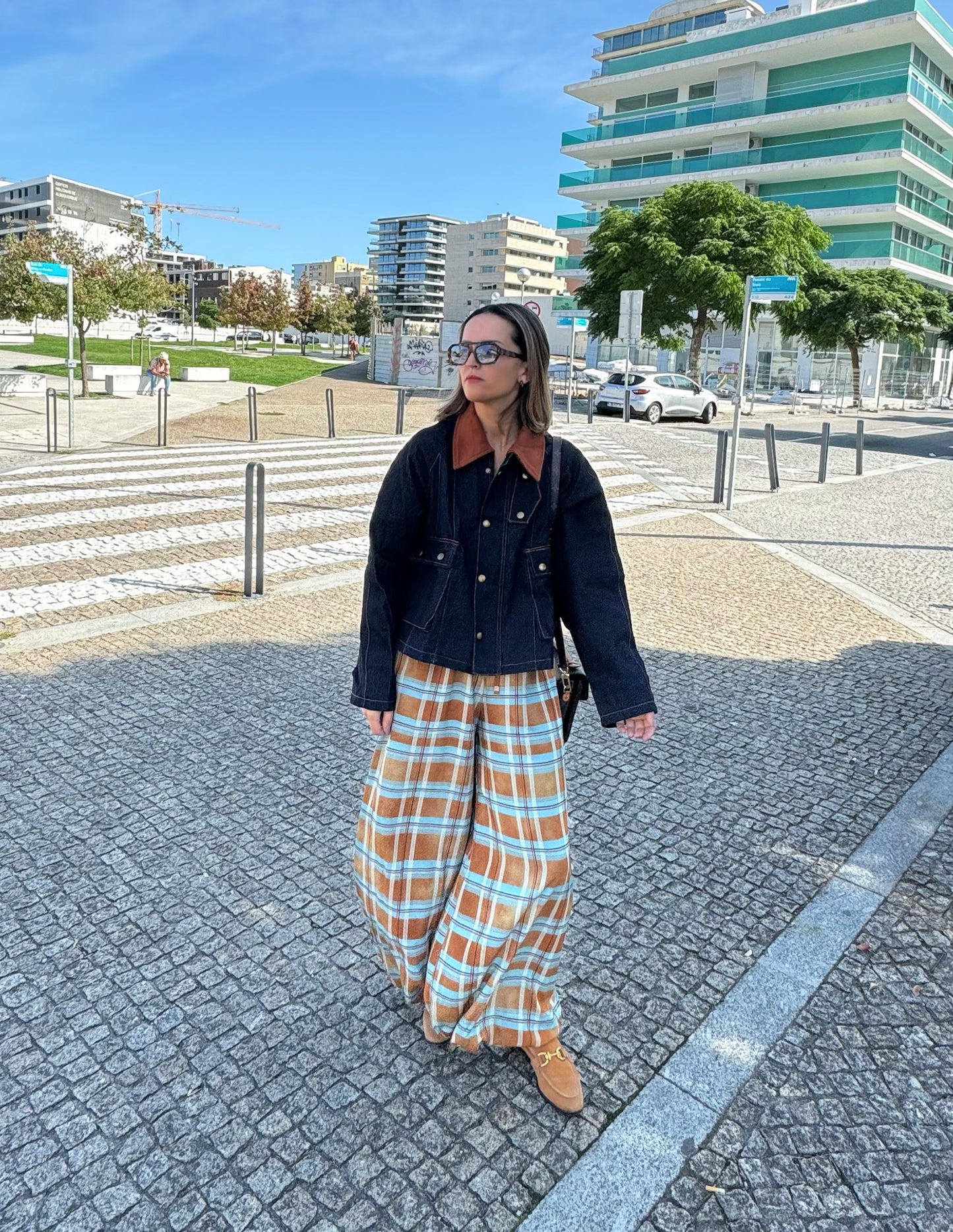 Calças de quadrados