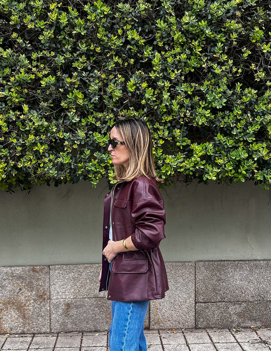 Burgundy faux leather jacket JOY