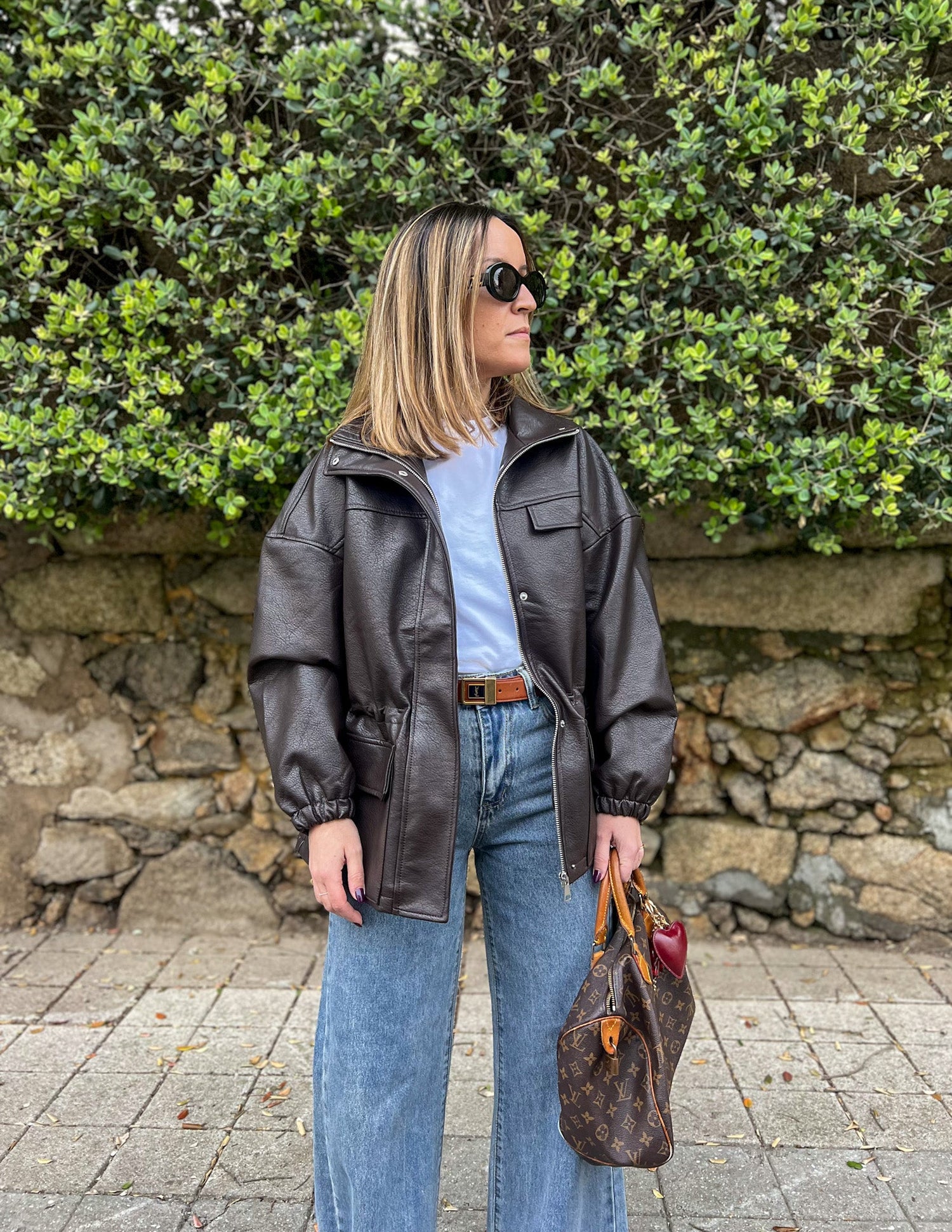 Chocolate faux leather jacket JOY