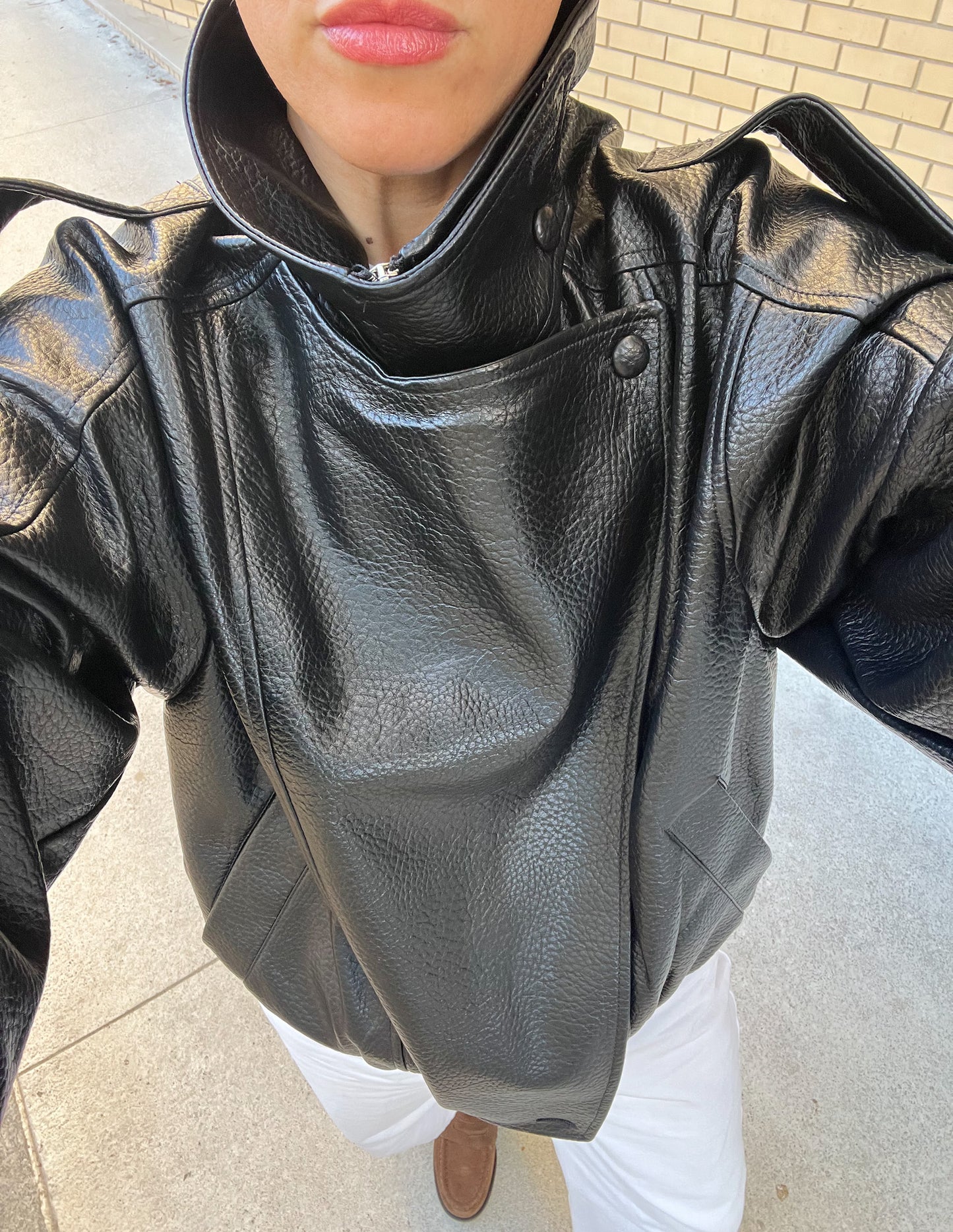 Faux leather jacket in black