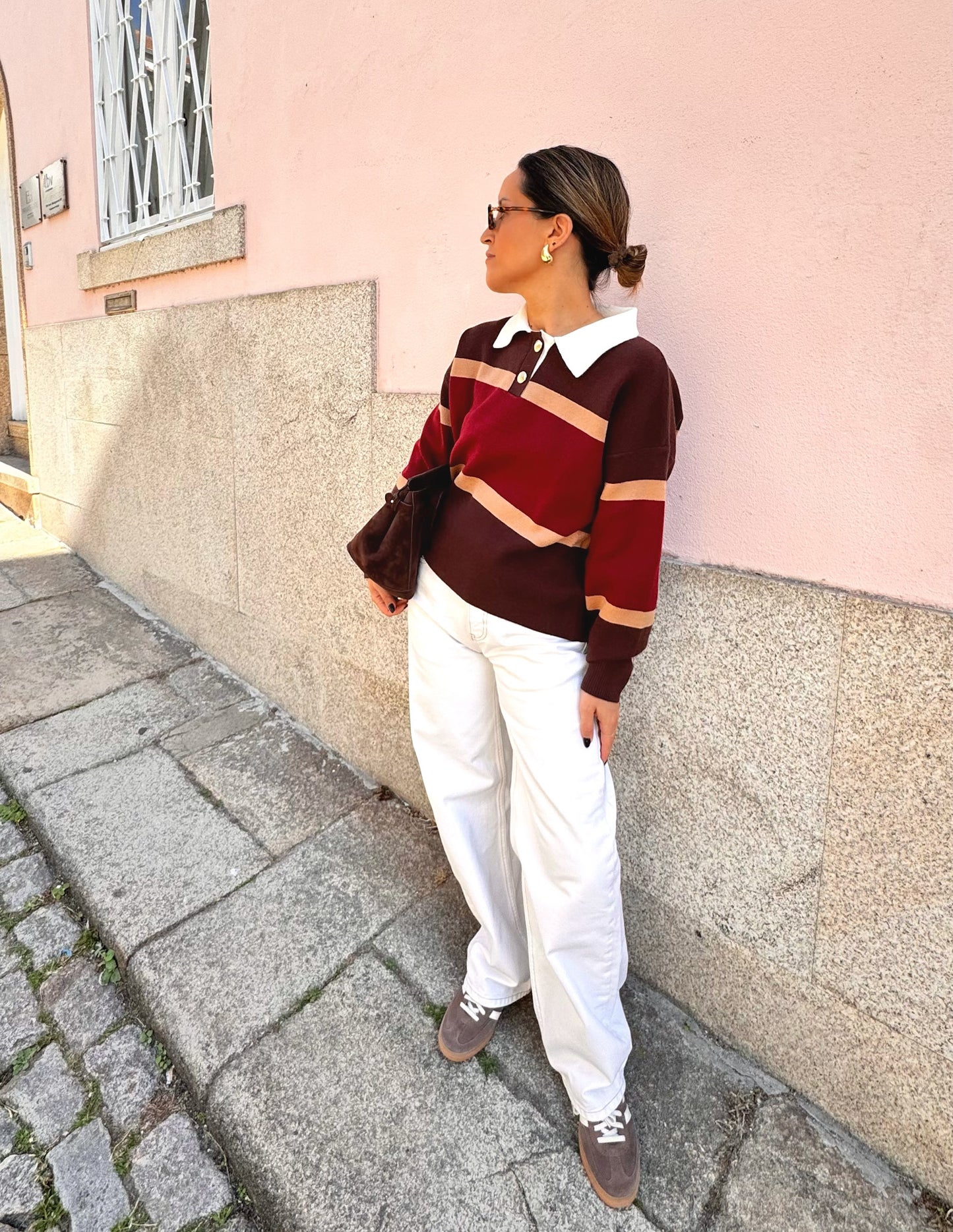 Knitted polo sweater
