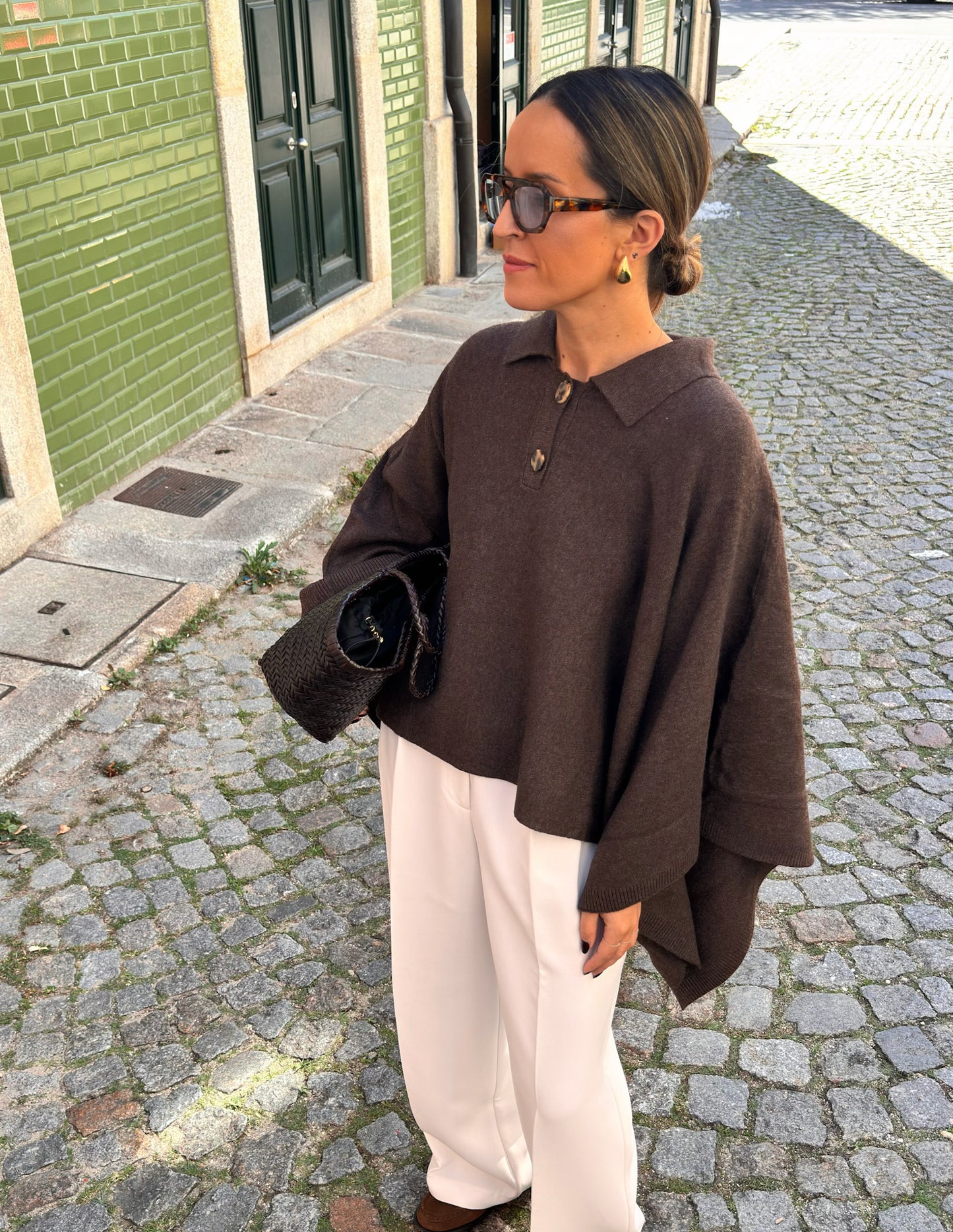 Knitted cape-style sweater