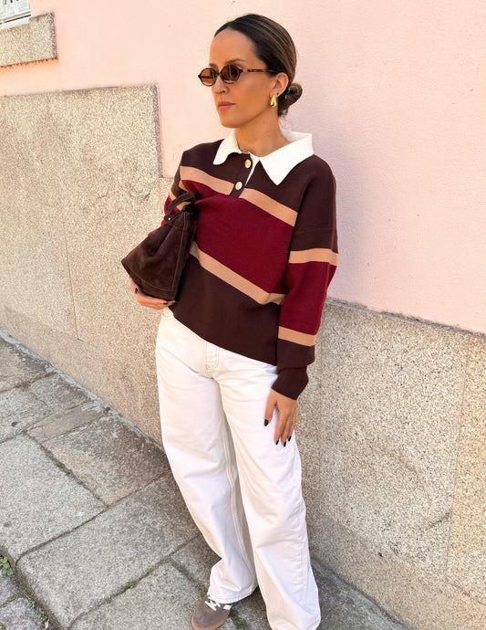 Knitted polo sweater