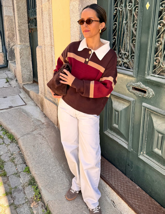 Knitted polo sweater